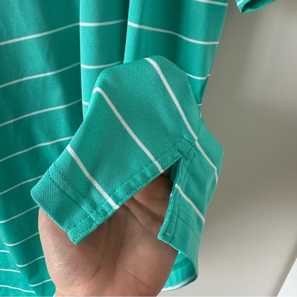 Peter Millar Summer Comfort Men’s Golf Polo Green Striped Stretch Wicking XL - Picture 7 of 9